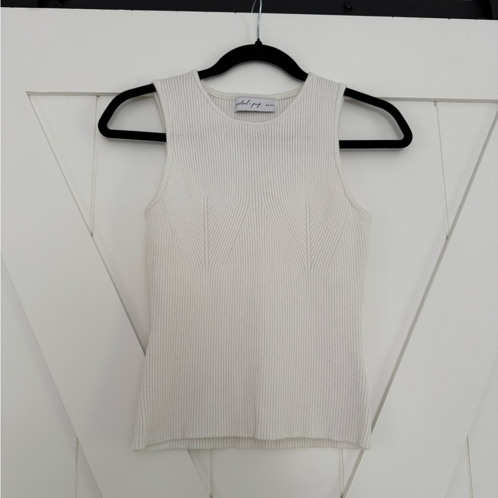 *WORN ONCE* Petal & Pup Cream Ribbed Tank Top